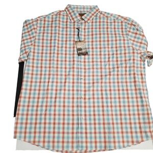Clearwater Outfitters Shirt Plaid Button NWT XXL 2XL Blue Orange Pastel